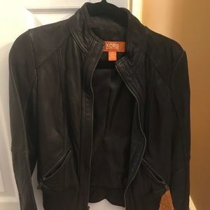 Micheal kors leather jacket in brown